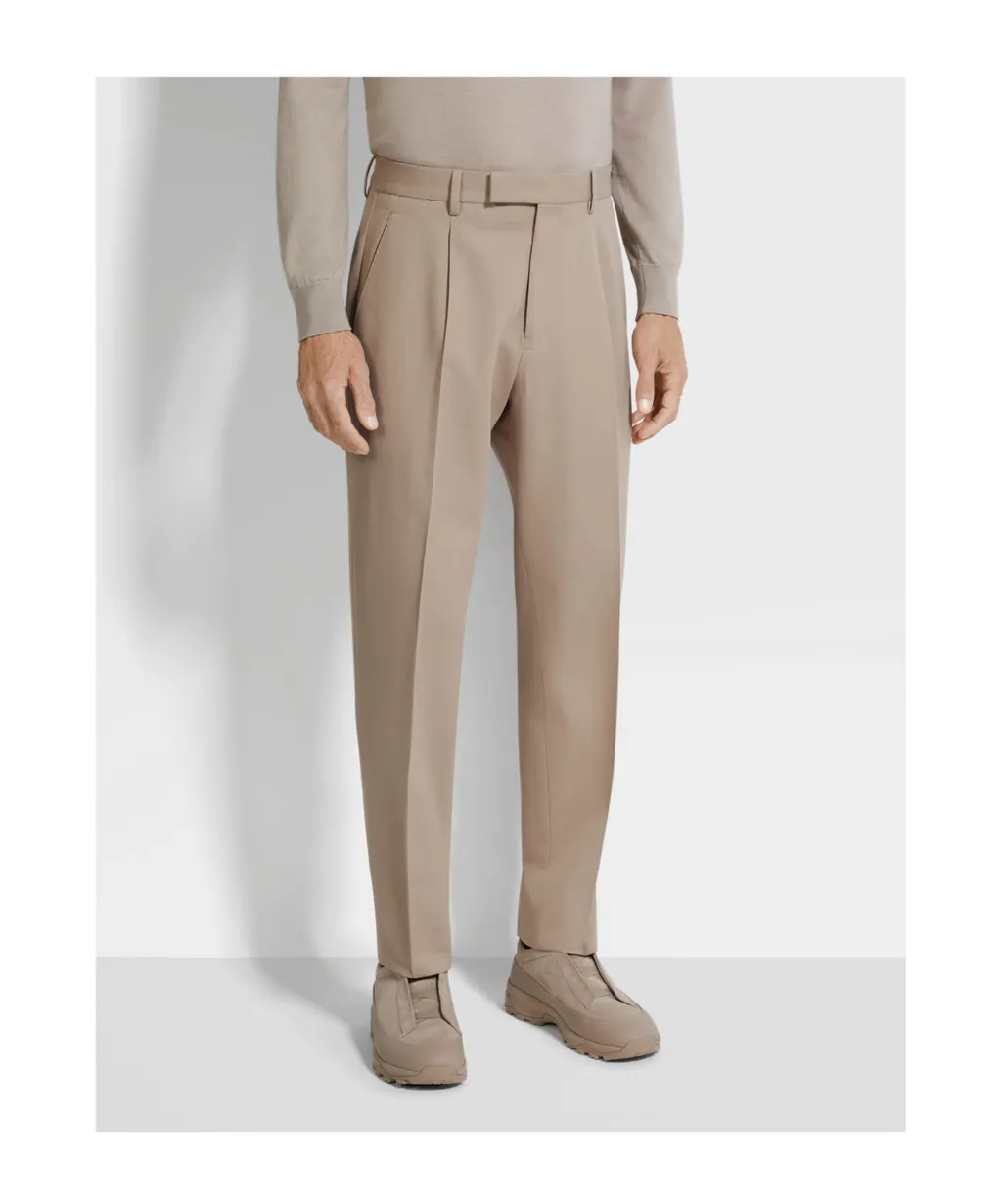 Pleated Cotton Wool Trousers