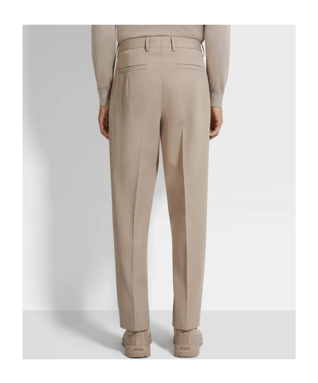 Pleated Cotton Wool Trousers