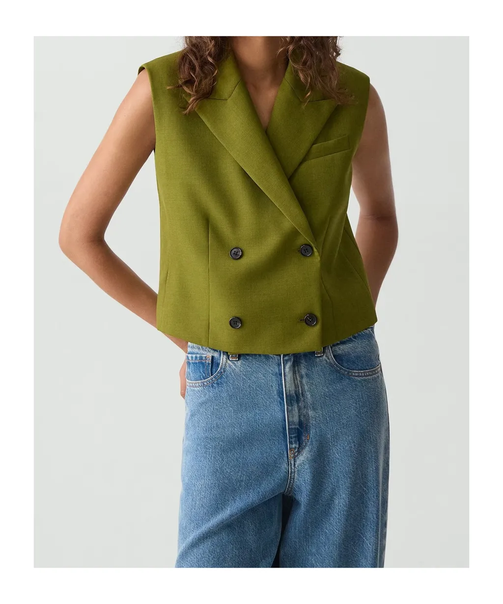 Double-Breasted Sleeveless Jacket
