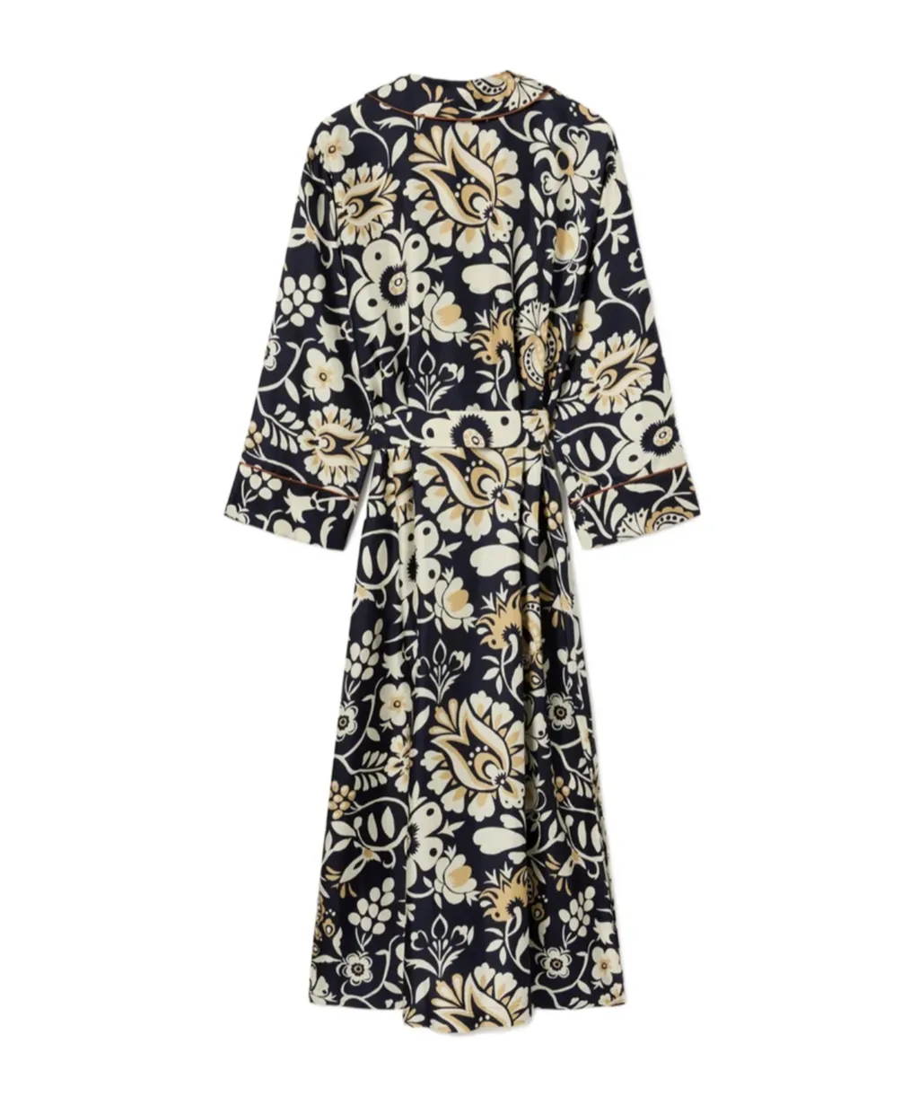 Midnight Floral-Print Wrap Dress