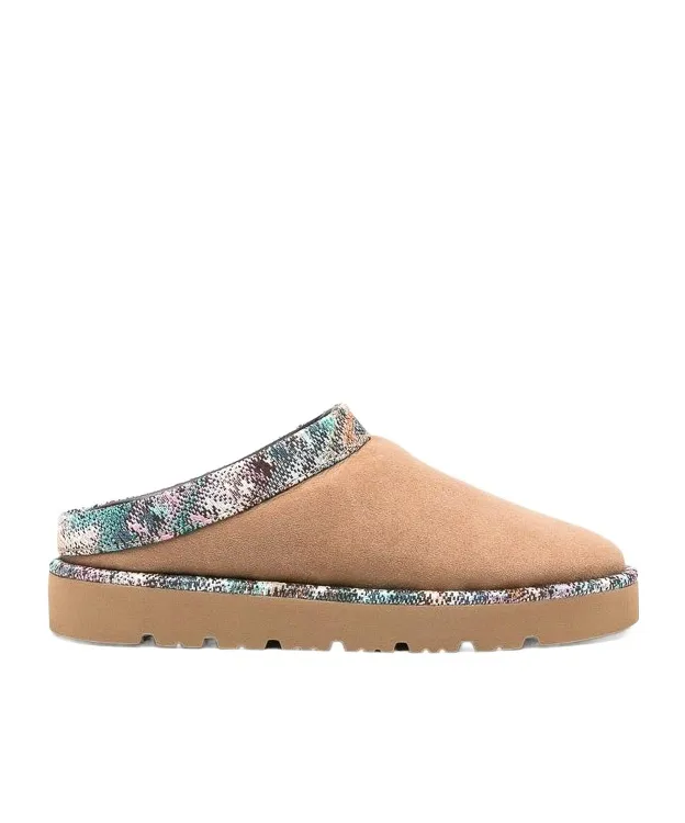 Patterned-Trim Slippers