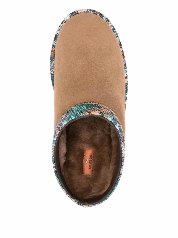 Patterned-Trim Slippers