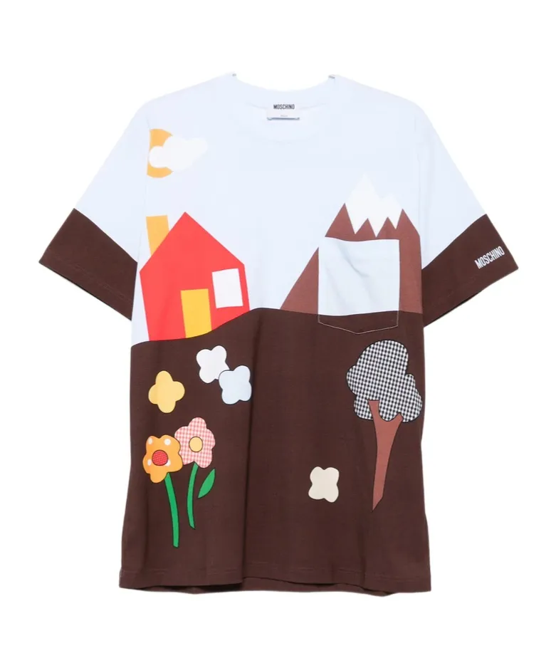 House-Mountain Print T-Shirt