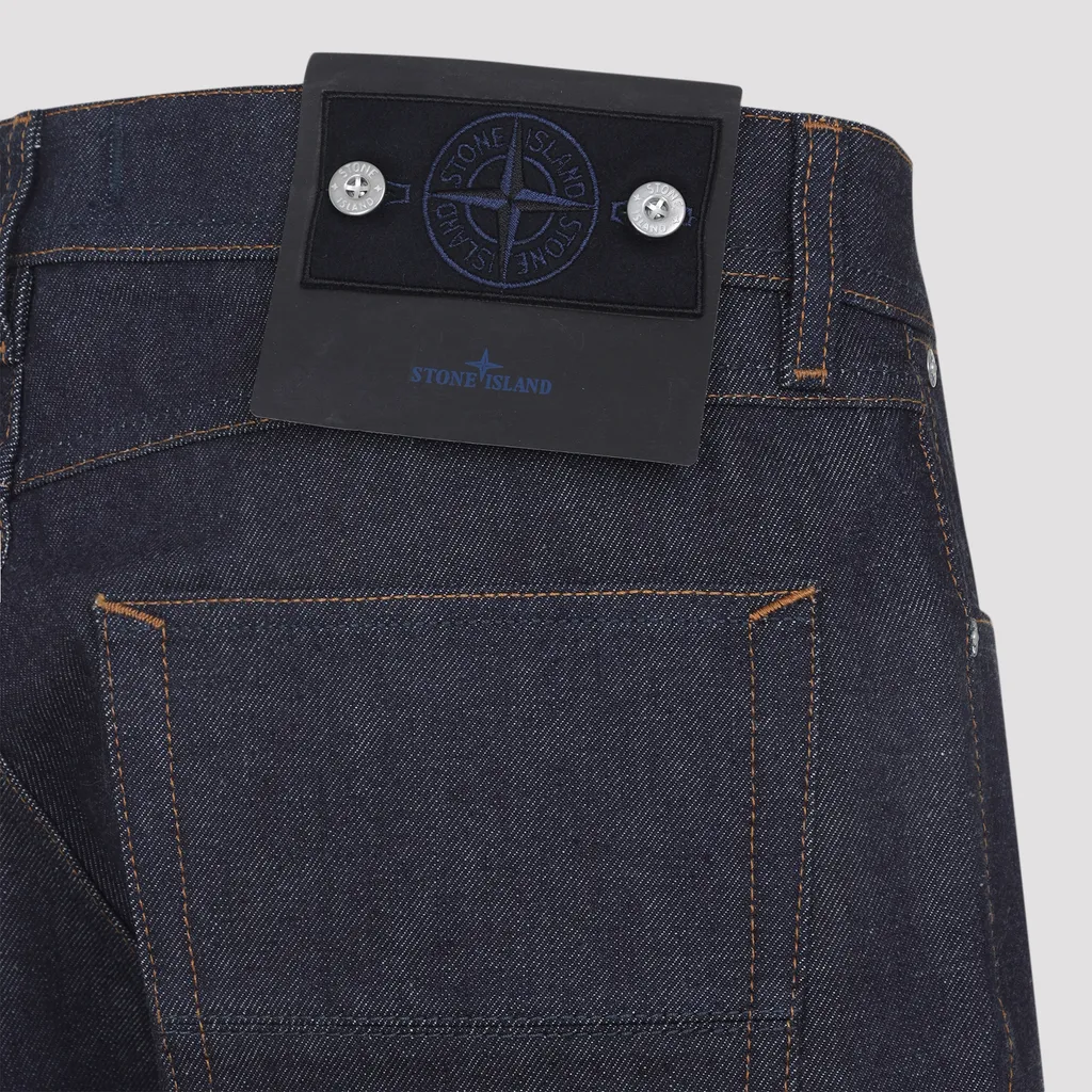 Stone Island Denim-Raw Regular-Straight-Fit Five-Pocket Jeans