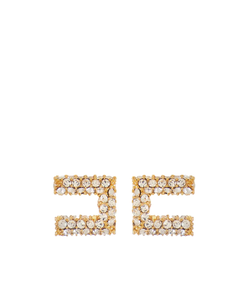 Square-Frame Crystal-Embellishment Earrings