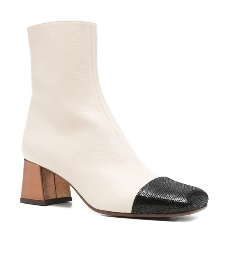 Color-Blocked Chunky Heeled Ankle Boots
