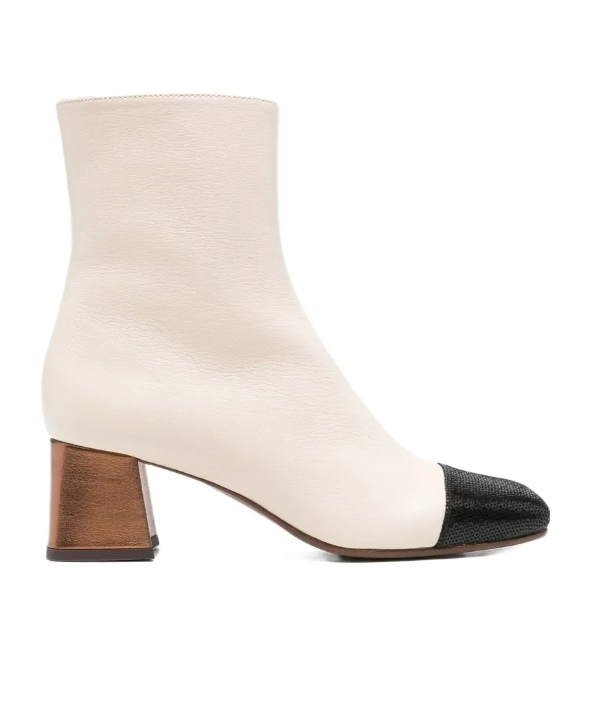 Color-Blocked Chunky Heeled Ankle Boots