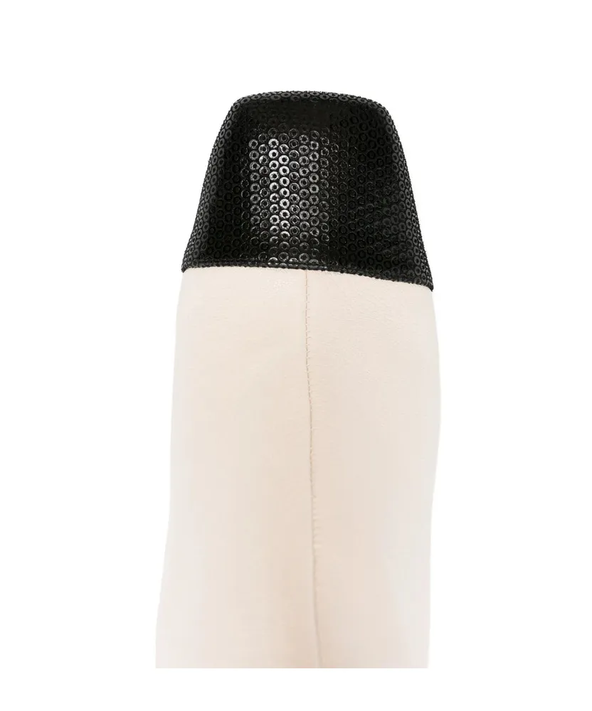 Color-Blocked Chunky Heeled Ankle Boots