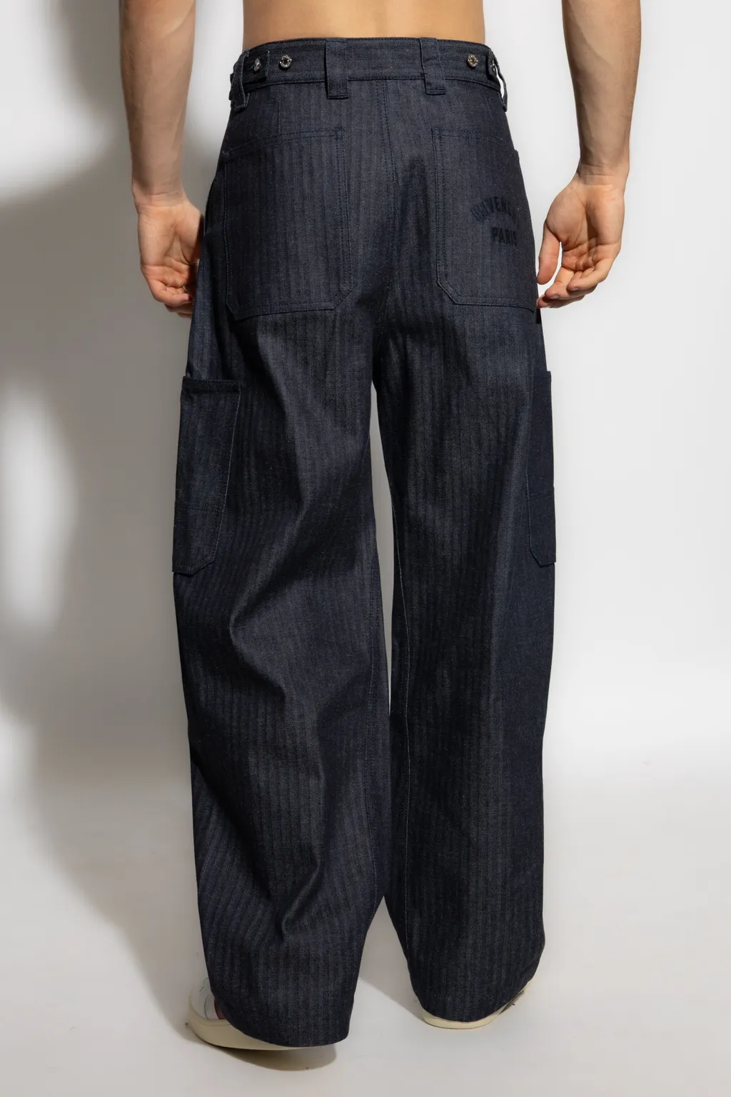 Cargo Trousers In Herringbone Denim