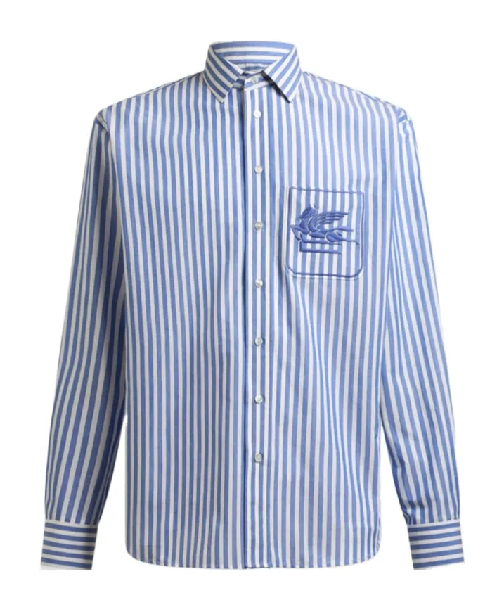 Etro Pegaso Embroidered Striped Shirt
