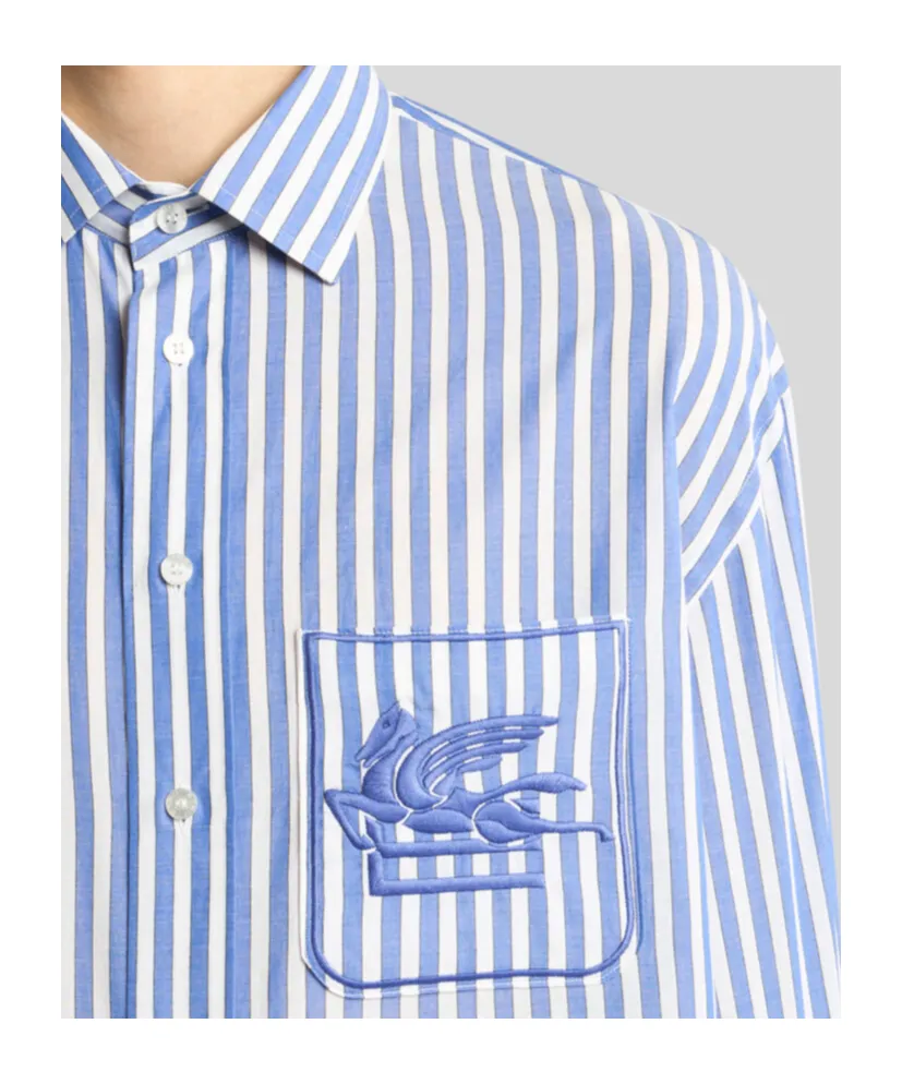 Etro Pegaso Embroidered Striped Shirt