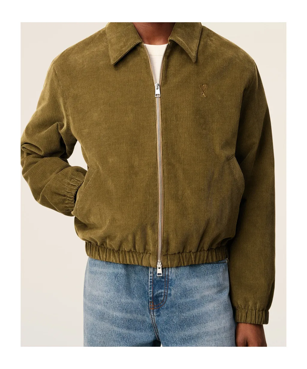 Green Cotton Ami De Coeur Padded Zipped Jacket