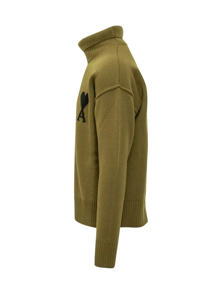 Ami Paris Ami De Coeur Funnel Knitted Jumper