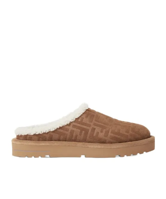 Fendi Ff Embeoosed Slip-On Sabots