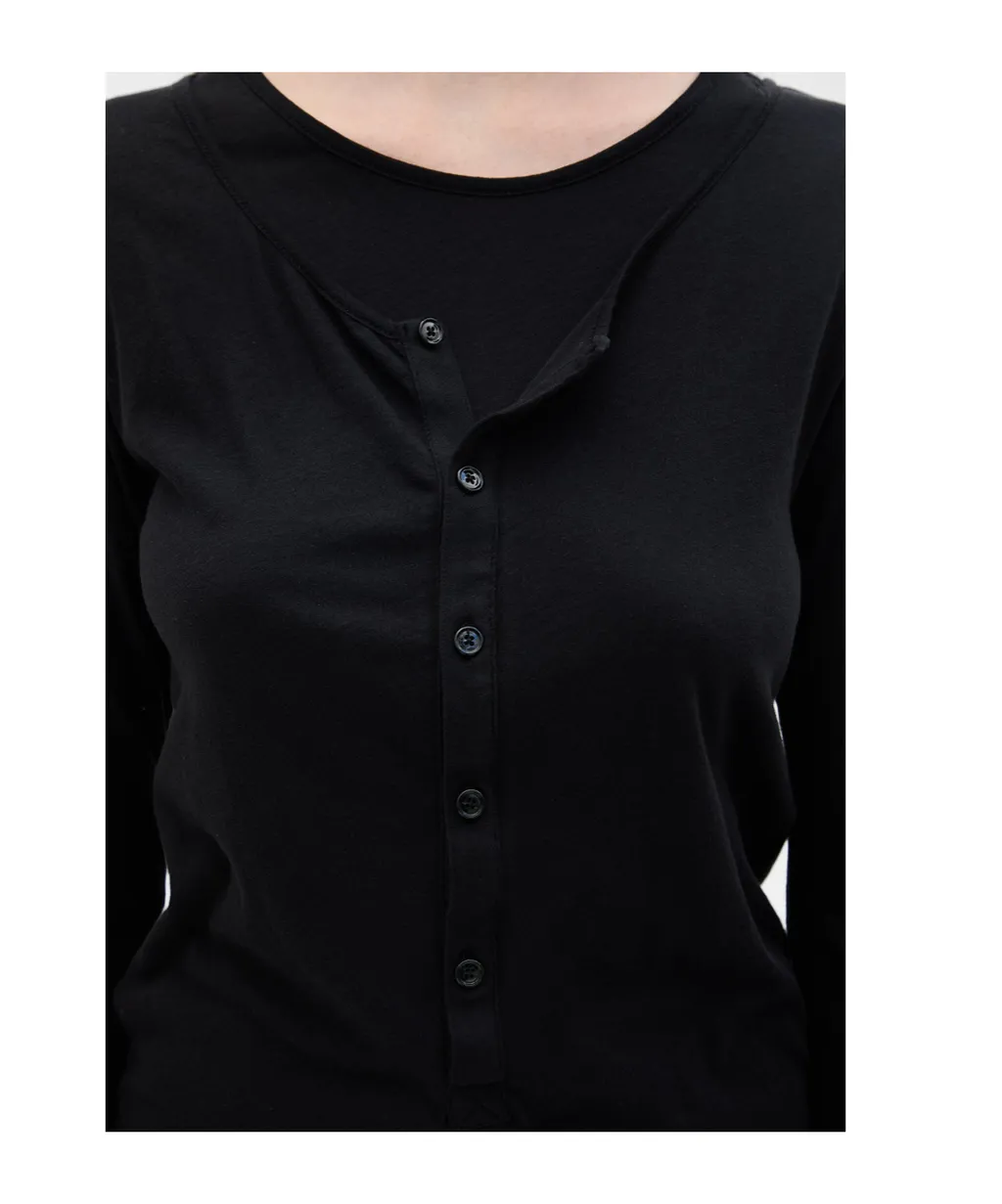 Vero Button-Front Long-Sleeve T-Shirt