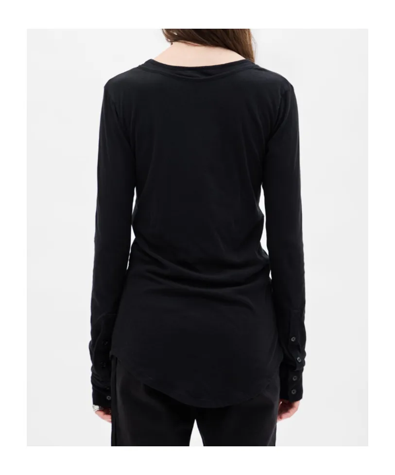Vero Button-Front Long-Sleeve T-Shirt