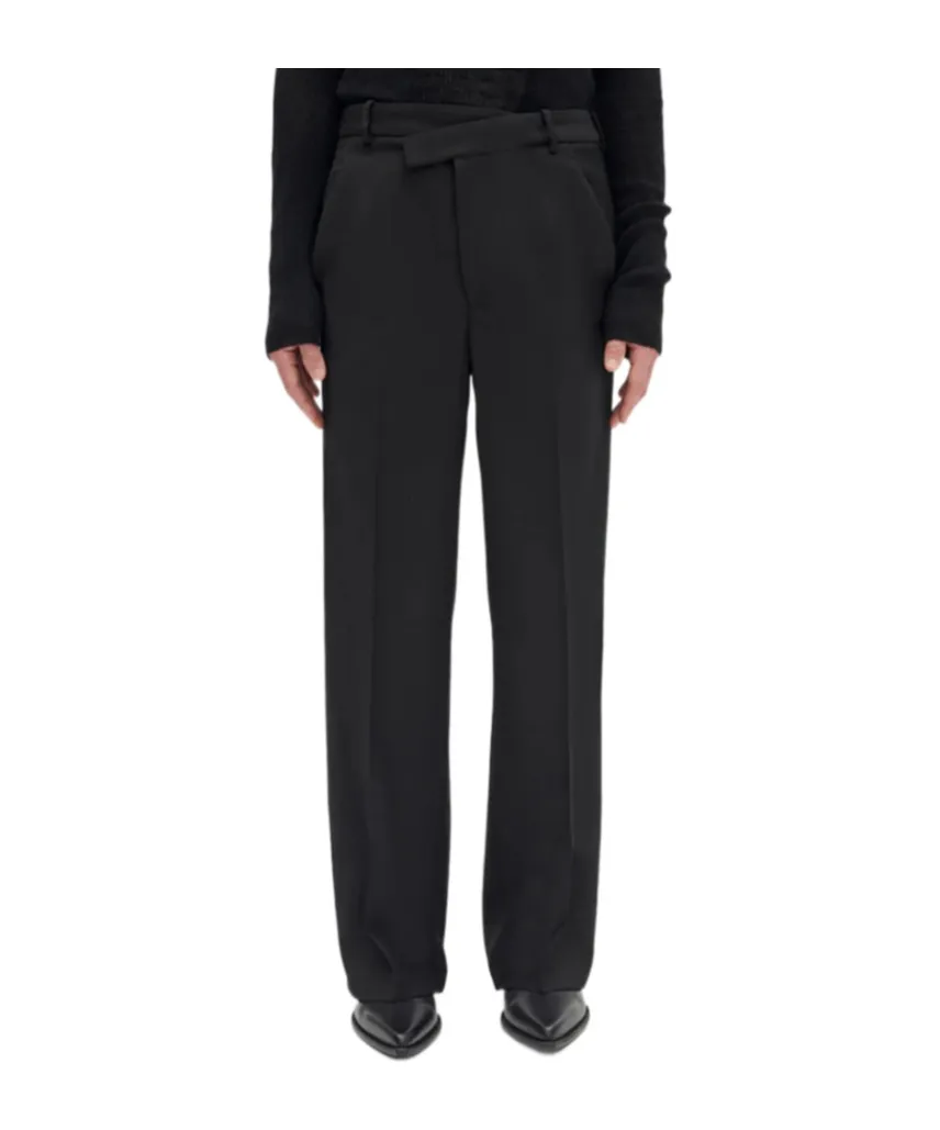 Wrap-Front Wool Pants