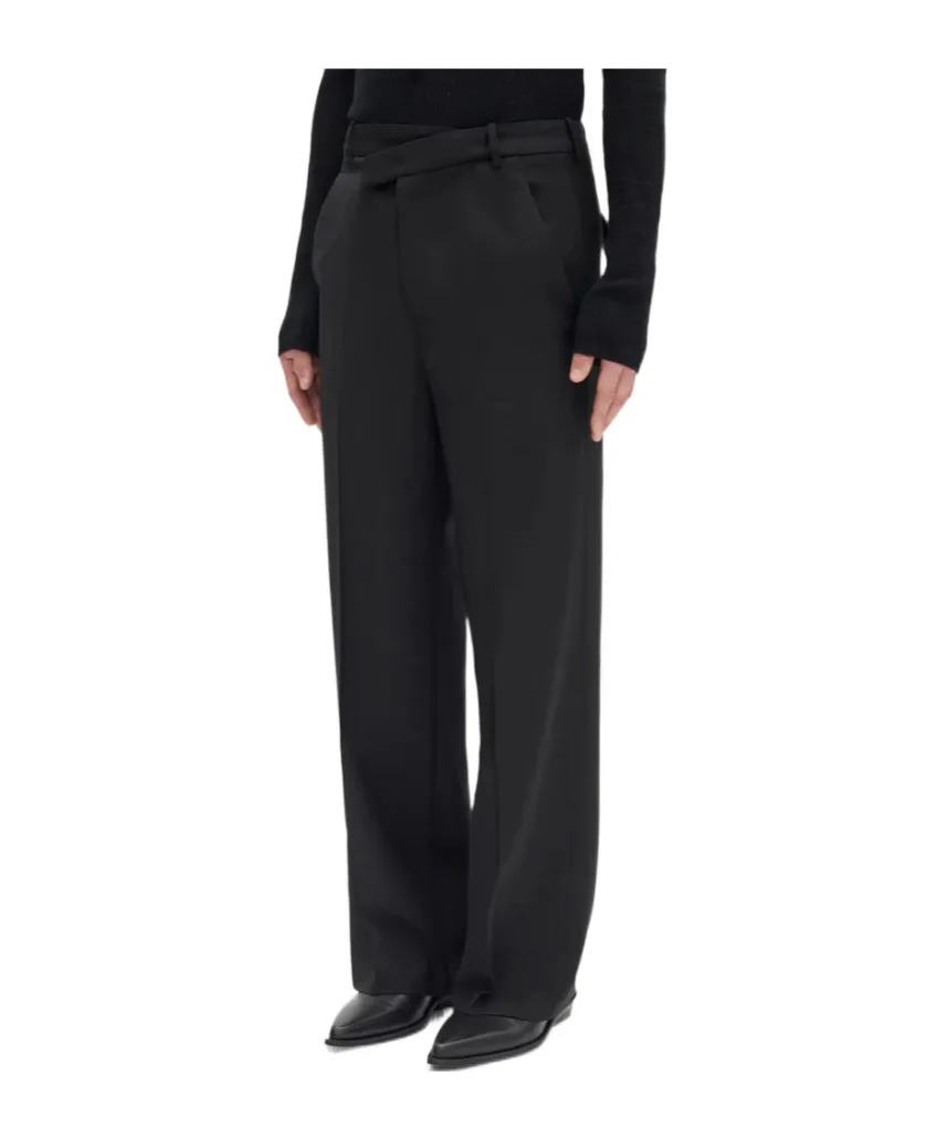 Wrap-Front Wool Pants