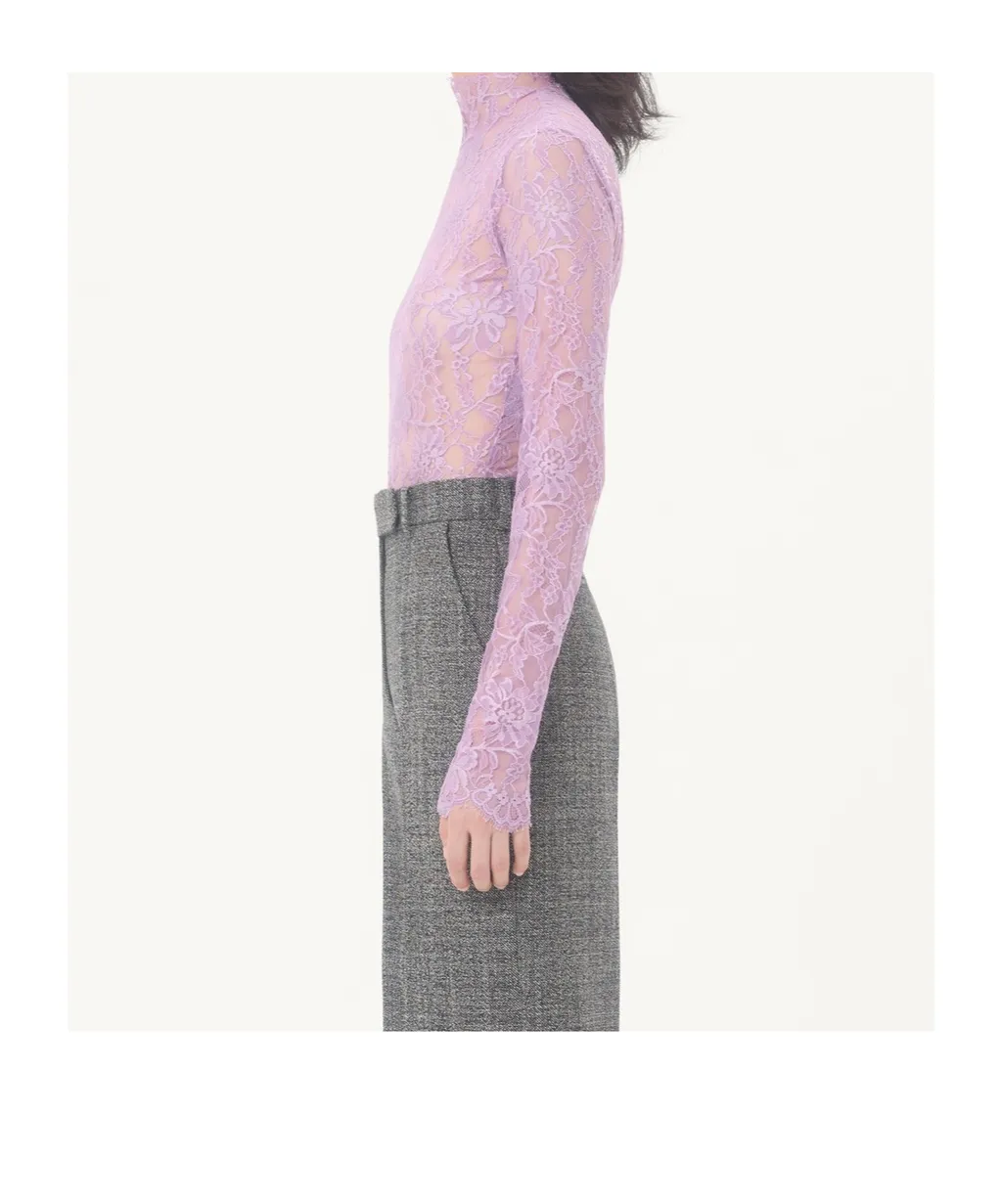 Valentino Lace Detailed Mock Neck Bodysuit