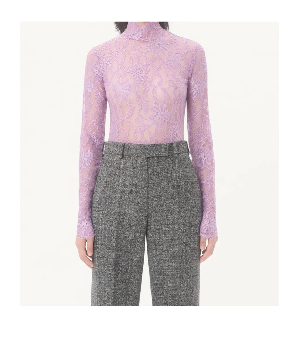 Valentino Lace Detailed Mock Neck Bodysuit