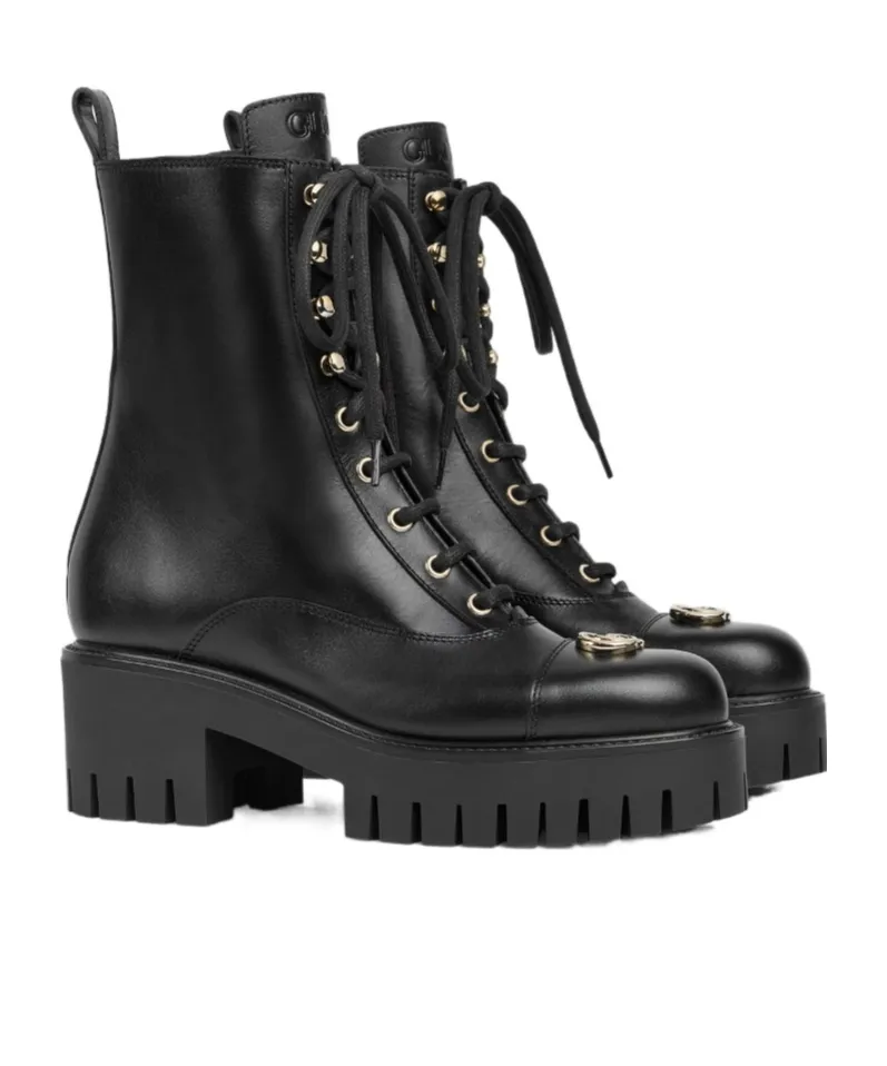 Gucci Gg Lace-Up Ankle Boots