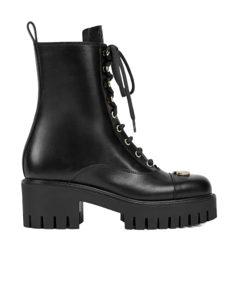 Gucci Gg Lace-Up Ankle Boots