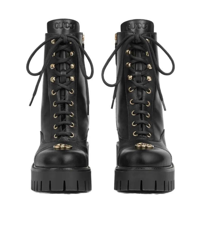 Gucci Gg Lace-Up Ankle Boots