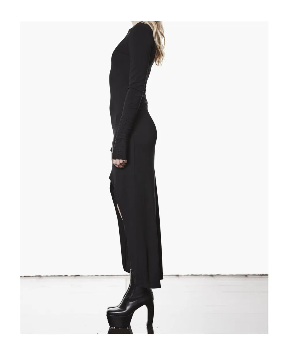 Slim Fit Viscose Blend Stretch Crepe Crew Neck Maxi Dress €219.00