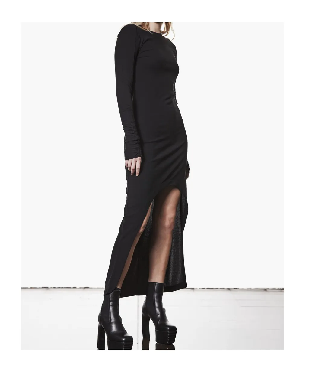 Slim Fit Viscose Blend Stretch Crepe Crew Neck Maxi Dress €219.00