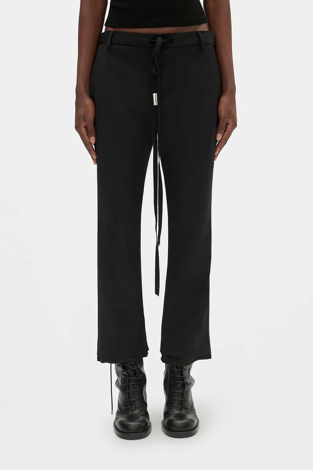 Drawstring Wool Straight Trousers