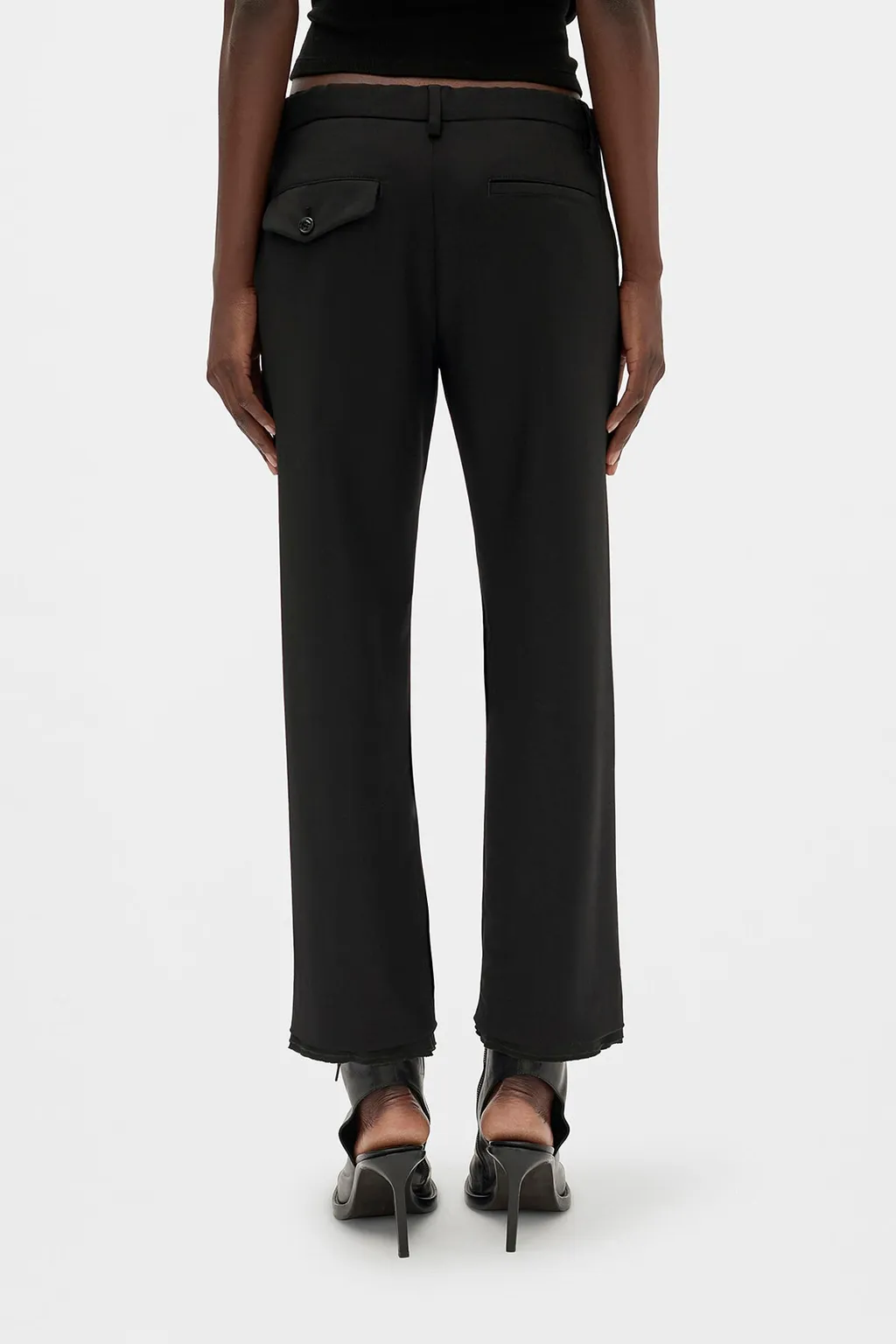 Drawstring Wool Straight Trousers