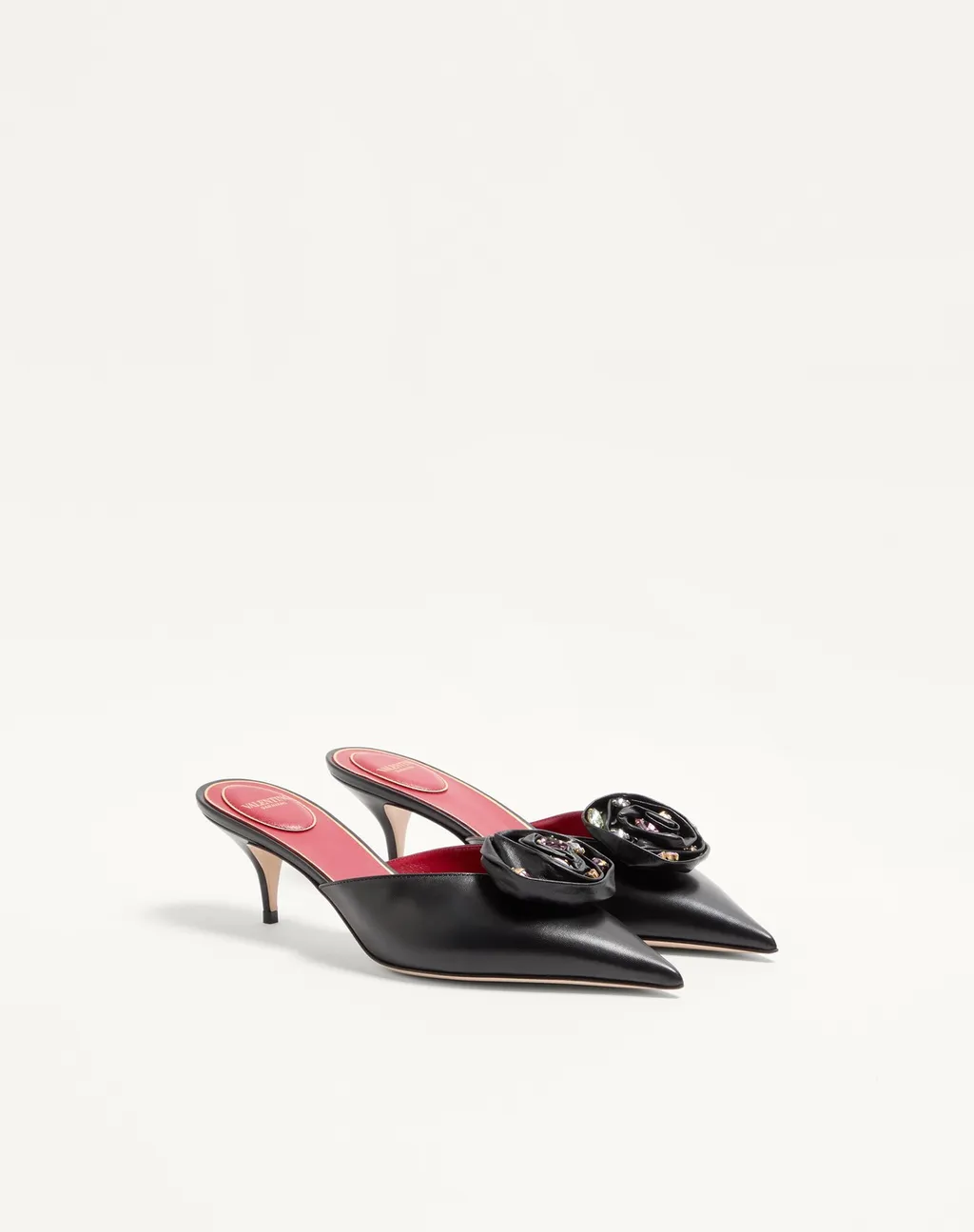 Drip Rose Kidskin Mule With Crystals 55Mm