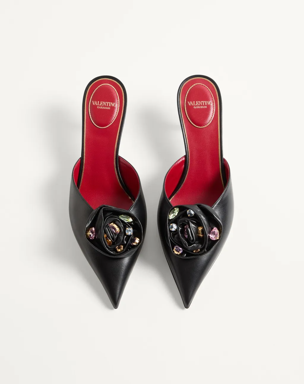 Drip Rose Kidskin Mule With Crystals 55Mm
