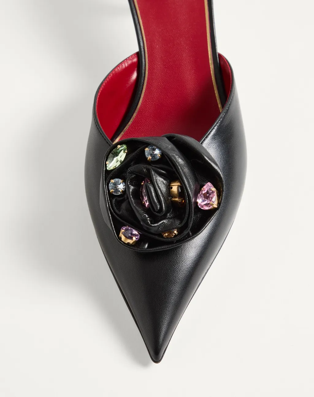 Drip Rose Kidskin Mule With Crystals 55Mm