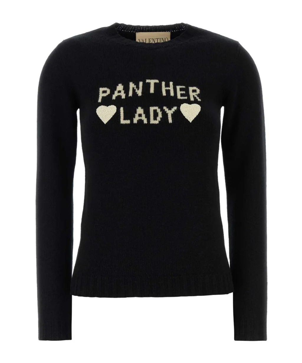 Valentino Slogan Intarsia Long-Sleeve Sweater