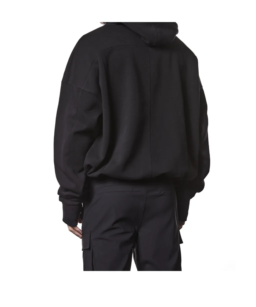 Ribbed-Trim Long-Sleeve Hoodie