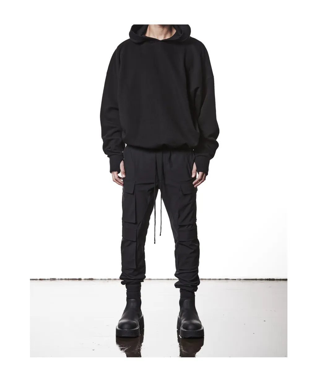 Ribbed-Trim Long-Sleeve Hoodie
