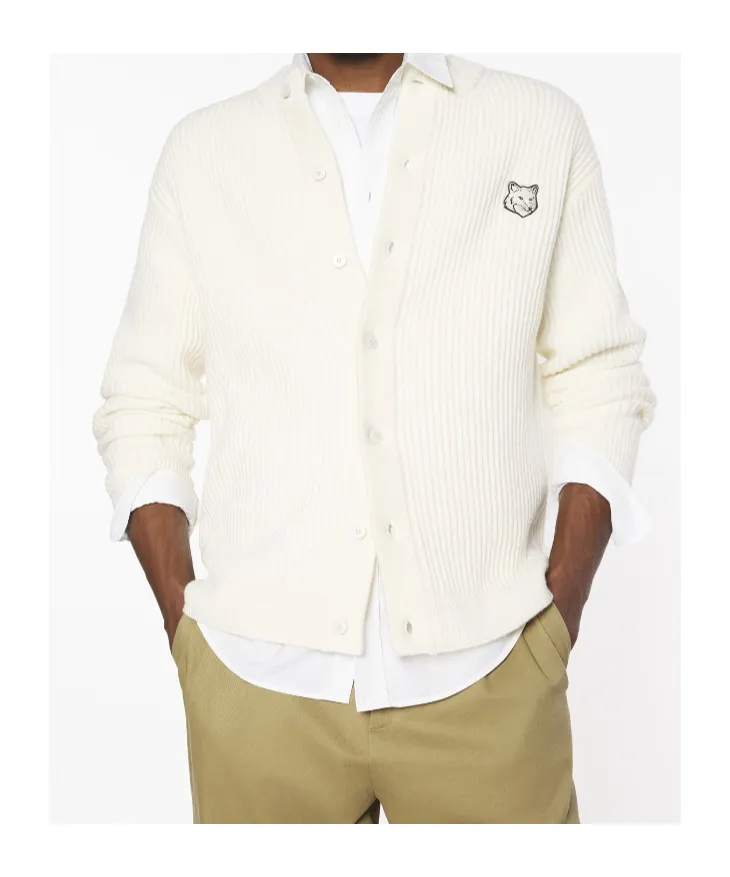 Maison Kitsuné Fox Head Ribbed Knit Cardigan