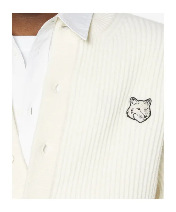 Maison Kitsuné Fox Head Ribbed Knit Cardigan