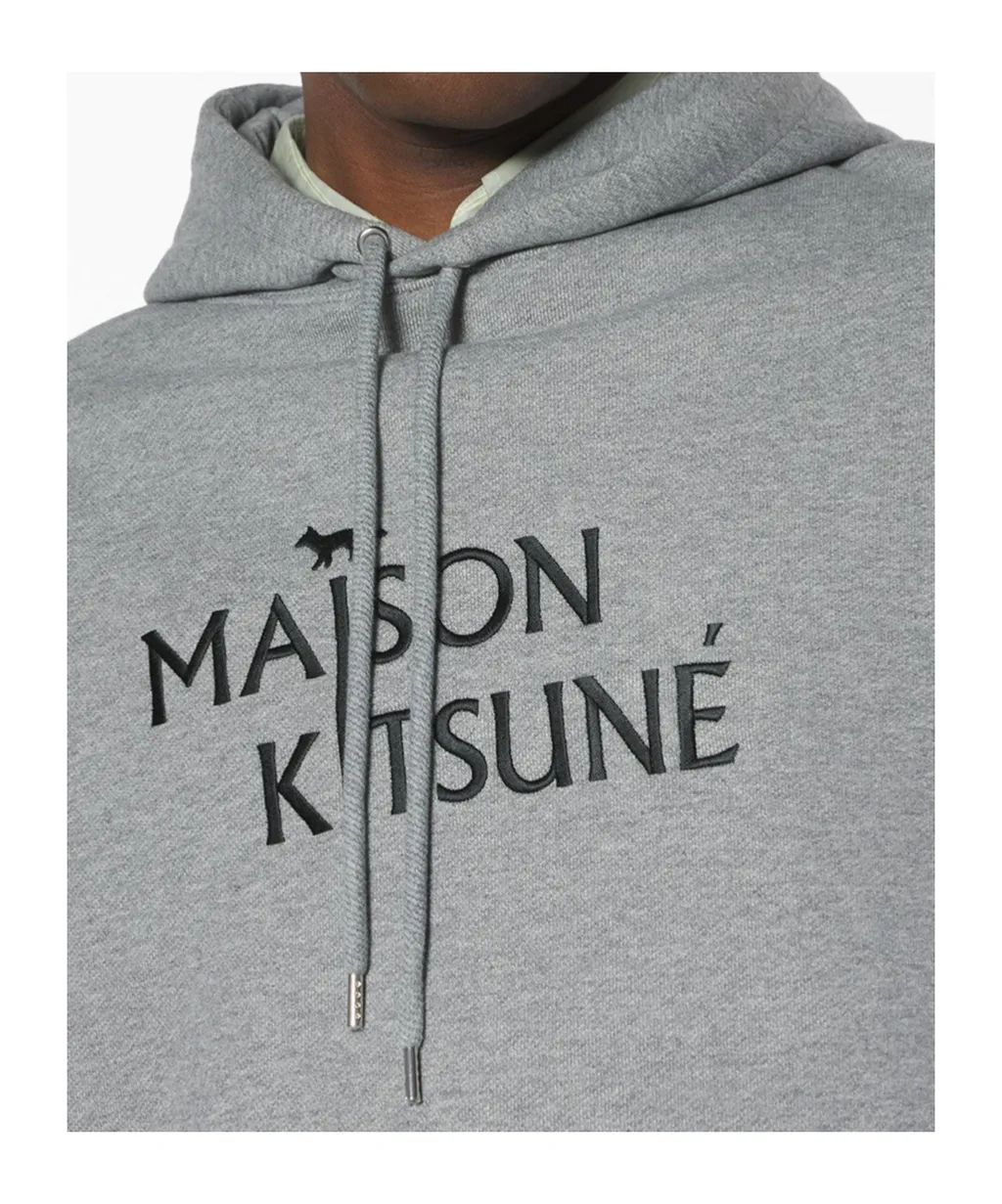 Maison Kitsuné Logo Embroidered Drawstring Hoodie