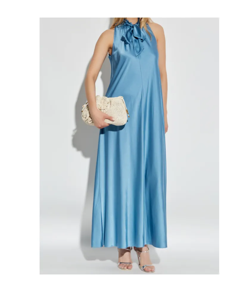 Bow-Neck Sleeveless Maxi Dress