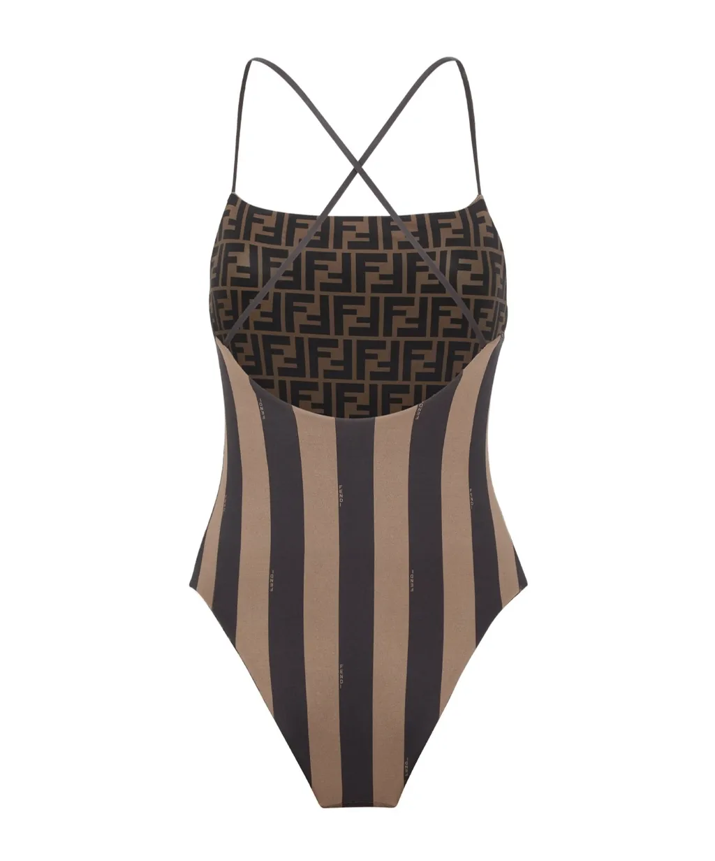 Fendi Striped One-Piece Swimsuit