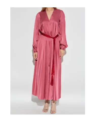 Silk-Blend V-Neck Maxi Dress