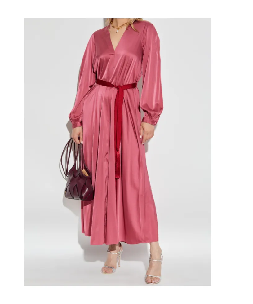 Silk-Blend V-Neck Maxi Dress