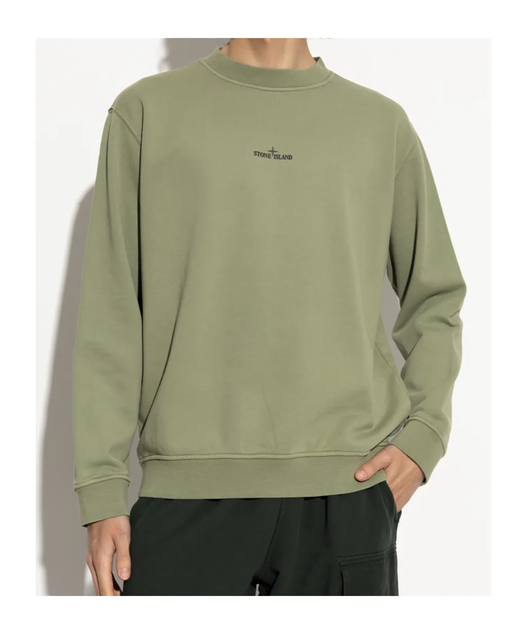 Stone Island Logo Printed Crewneck Sweatshirt