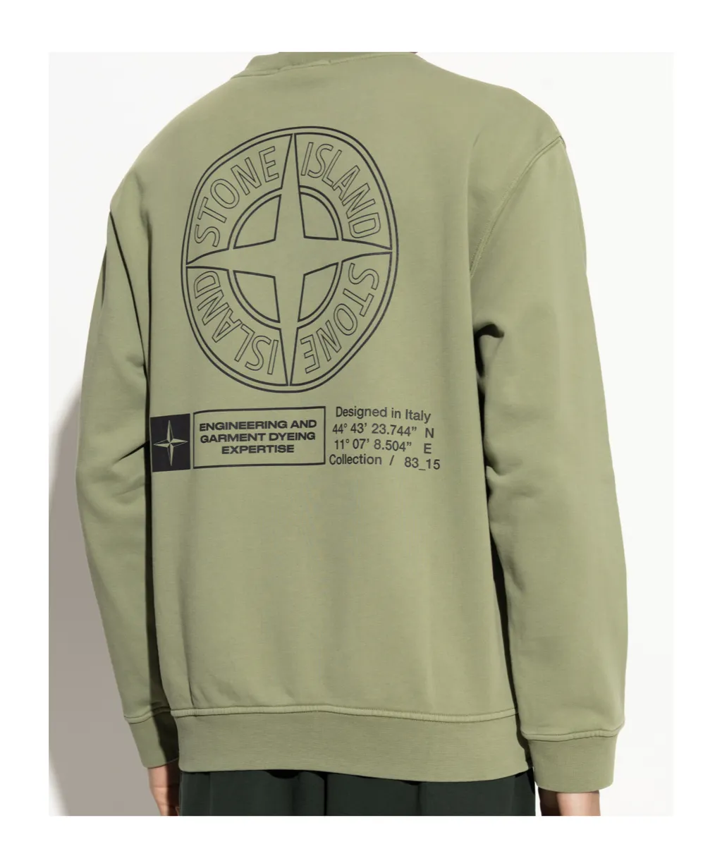 Stone Island Logo Printed Crewneck Sweatshirt