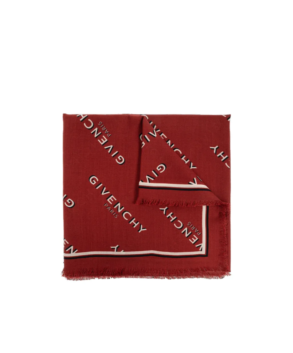 Givenchy Logo Monogram Frayed-Edge Scarf