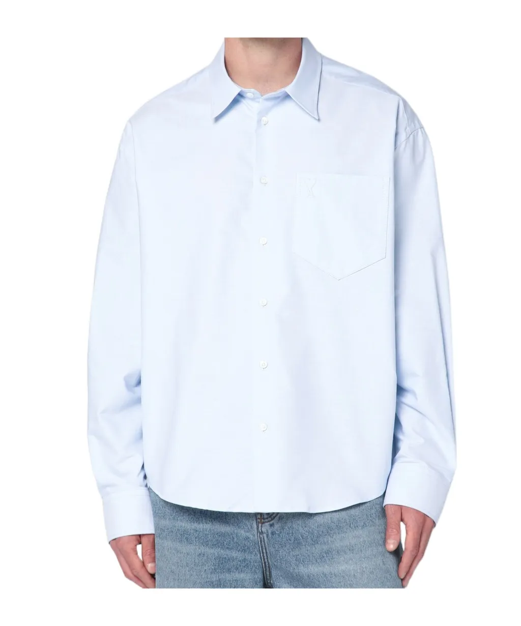 Ami Paris Ami De Coeur Logo Embossed Boxy Shirt