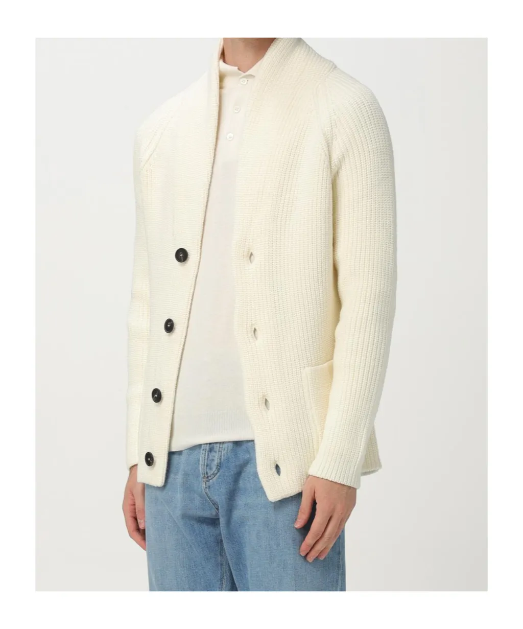 Shawl-Collar Button Cardigan