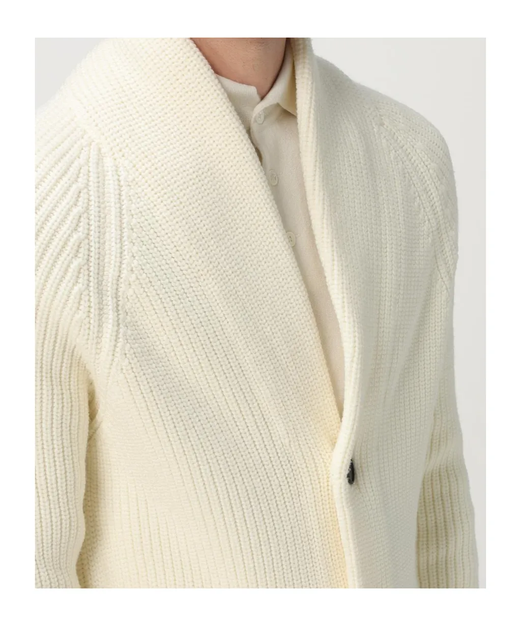 Shawl-Collar Button Cardigan